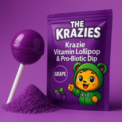 Picture of Kids Immunity Kit - Grape Vitamin Lollipops + Probiotics | The Krazies